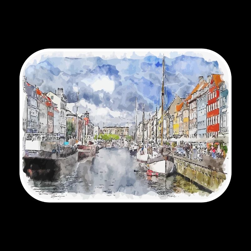 Copenhague Danemark Aquarelle Sketch Illustration