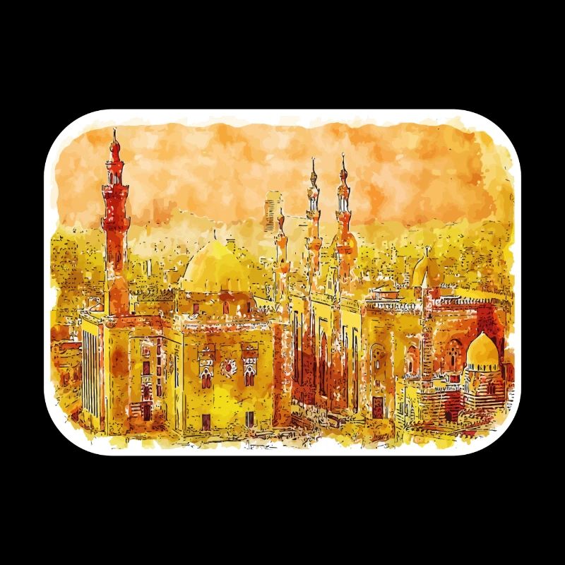 Le Caire Egypte Aquarelle Esquisse Dessinée Illustration