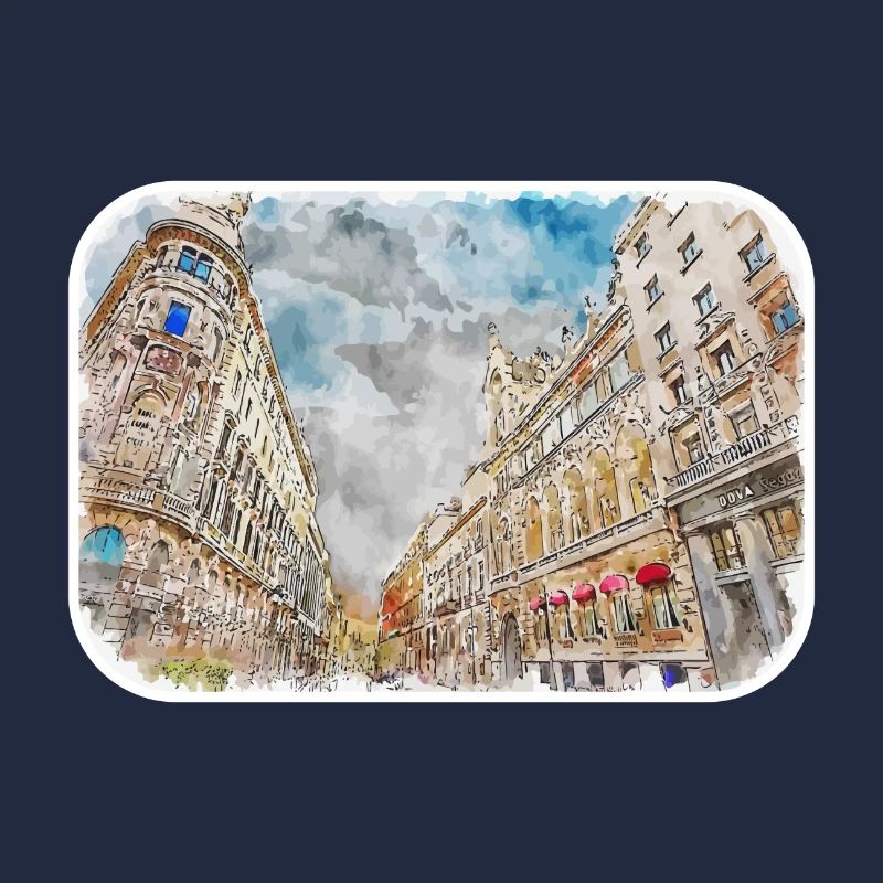 Barcelone Espagne Aquarelle Esquisse Dessin Dessiné