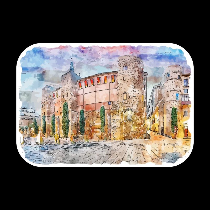Barcelone Espagne Aquarelle Sketch Illustration