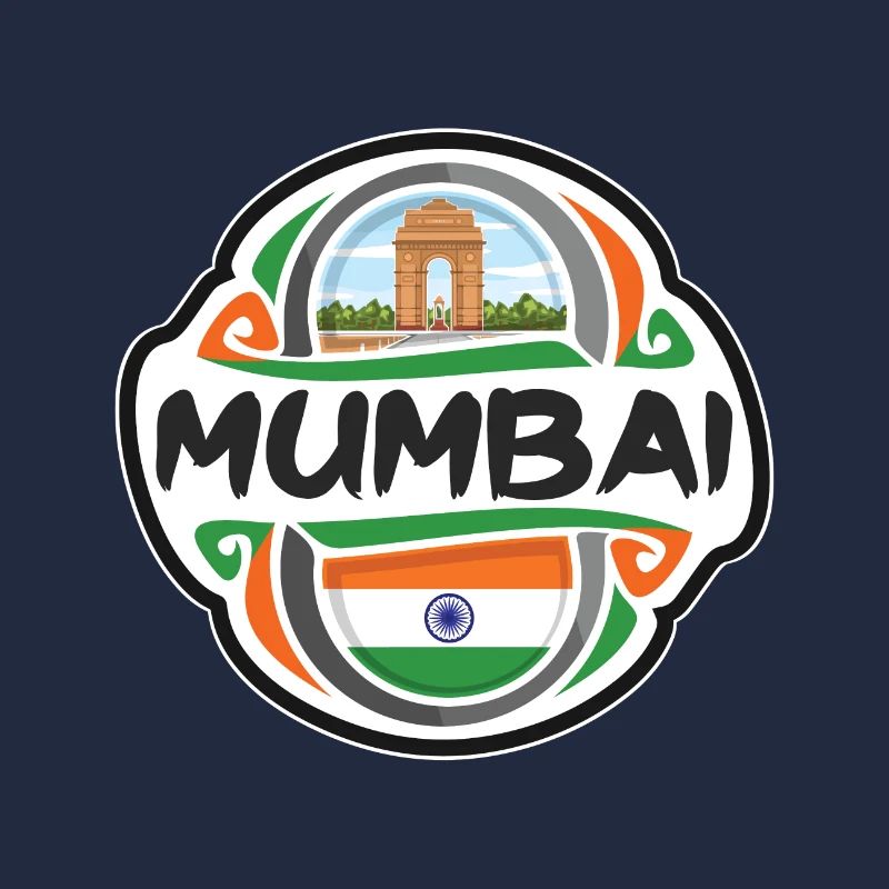 Mumbai Inde Drapeau Badge Voyage Souvenir Timbre