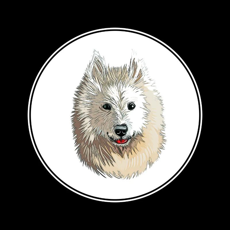 Samoyed Dog Aquarelle Sketch Illustration