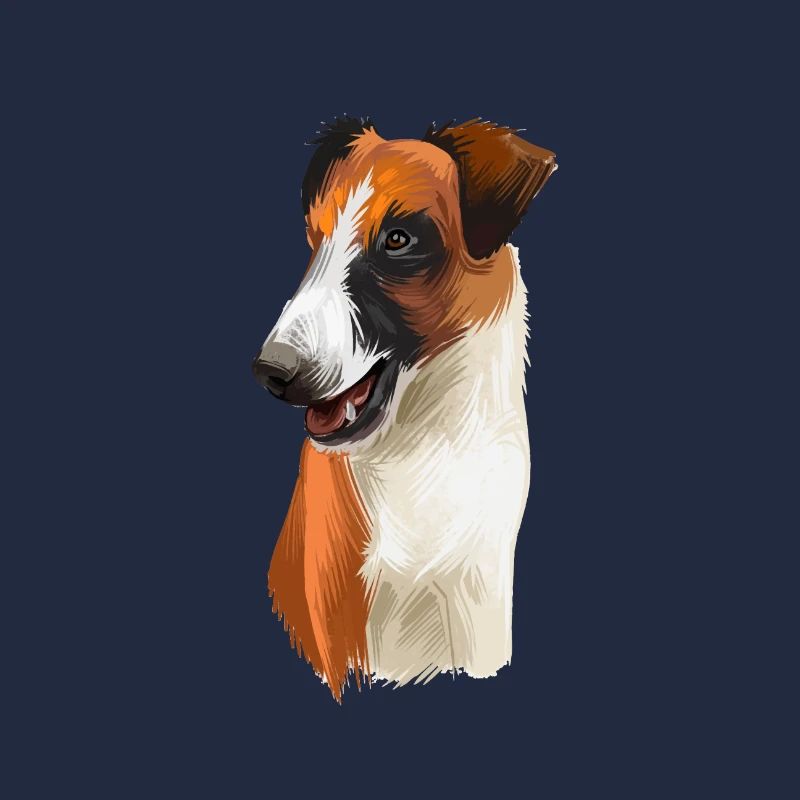Smooth Fox Terrier Dog Watercolor Illustration