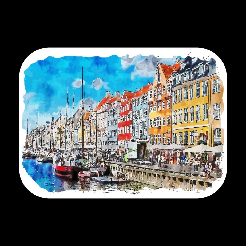 Copenhague Danemark Aquarelle Esquisse Dessinée Paintin