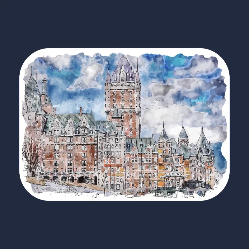Quebec Canada Watercolor Sketch Drawn Illustration