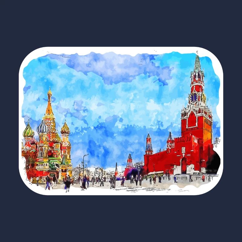 Moscou Russie Aquarelle Esquisse Dessin Dessiné