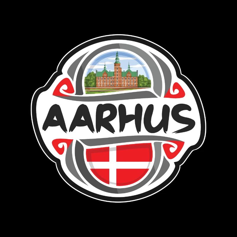 Aarhus Danemark Drapeau Badge Voyage Souvenir Timbre