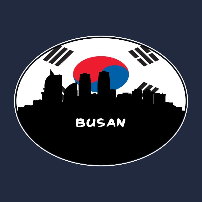Busan Corée du Sud Drapeau Skyline Silhouette Travel