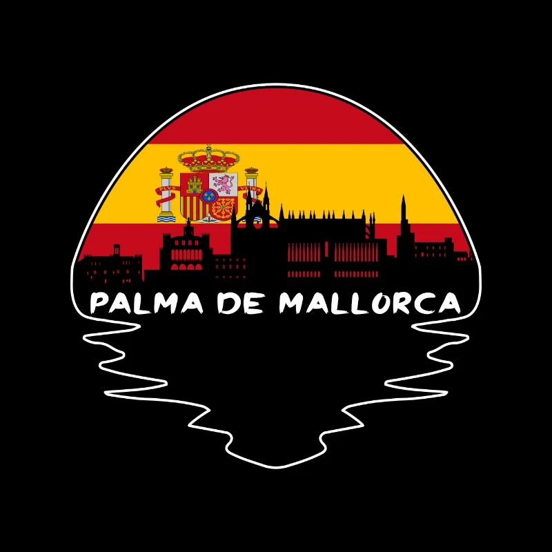 Palma de Mallorca Spanien Flagge Skyline Silhouette Tr