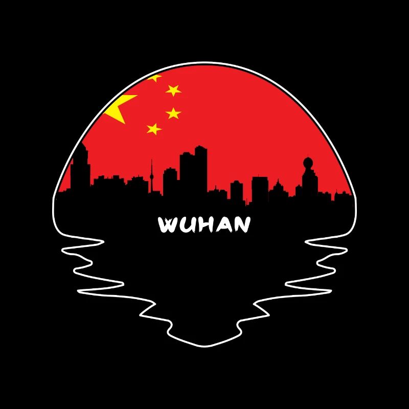 Wuhan-China-Flaggen-Skyline-Schattenbild-Reise