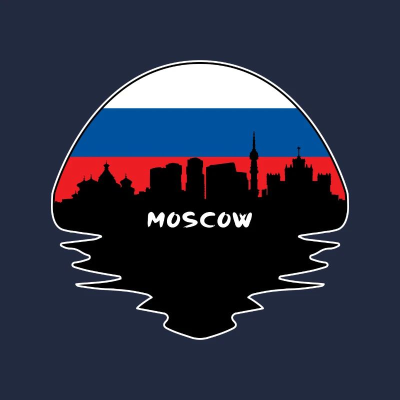 moscou, russie, drapeau, horizon, silhouette, voyage