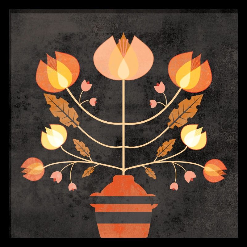 Scandi Retro Fleurs Foncées