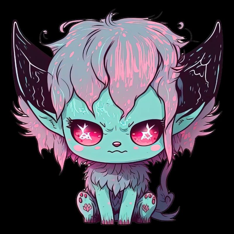 Chibi Dämon Katze mit satanischen Augen - Kawaii