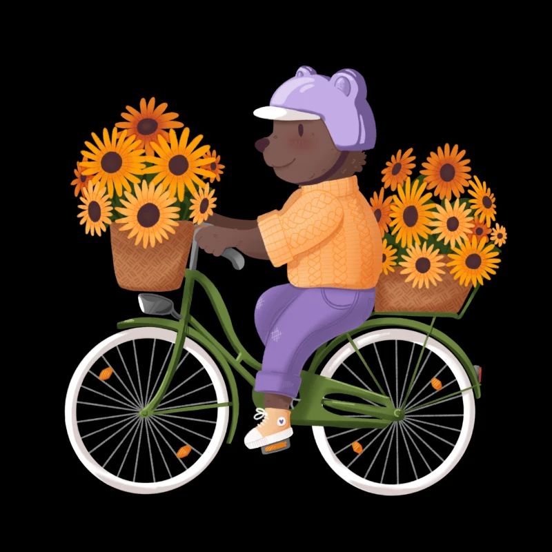 Ours fleur sur le vélo