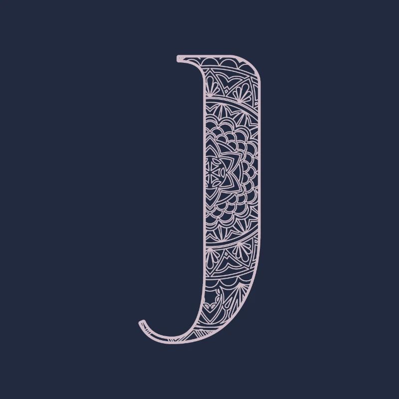 Mandala Monogram Initial in Dusky Pink - Letter J