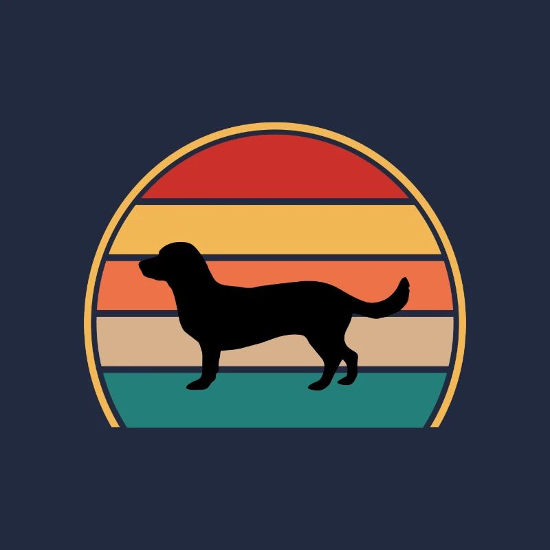 Alpine Dachsbracke Dog Silhouette Retro Sunset