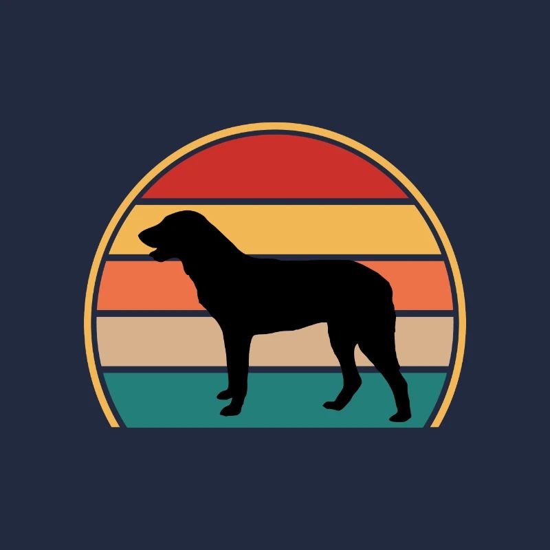 Cao De Castro Laboreiro Dog Silhouette Retro Sun
