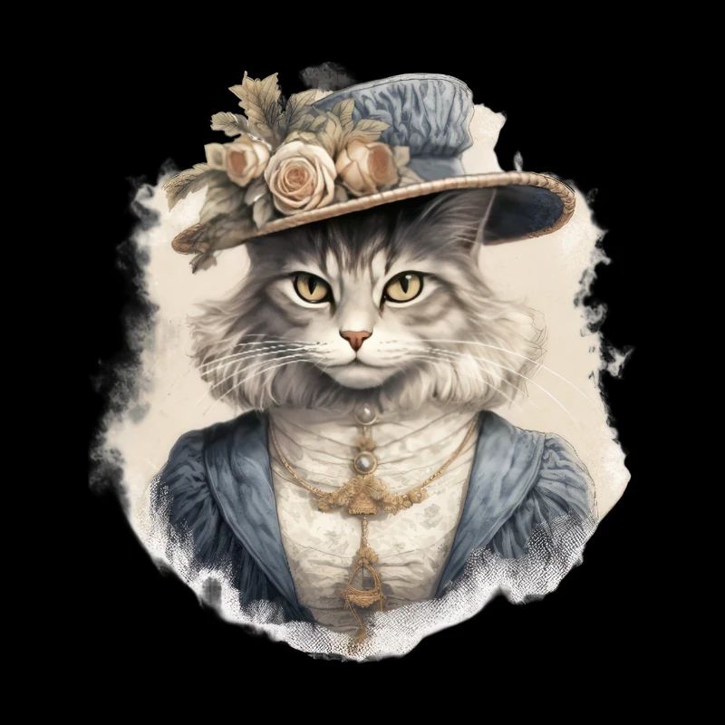 Cat in 1800 Years Style Dressed Noble Baroque