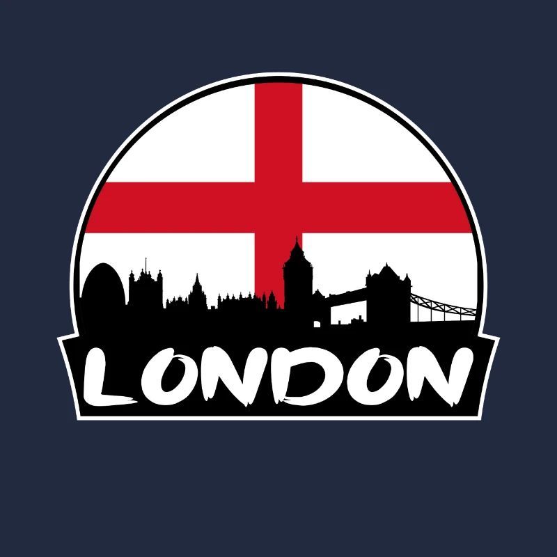 Londres, Angleterre, drapeau, Skyline, silhouette, voyage