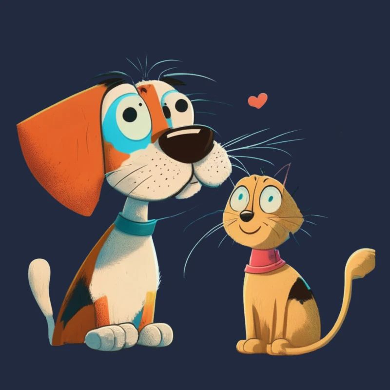 Regard romantique d’un chien et d’un chat