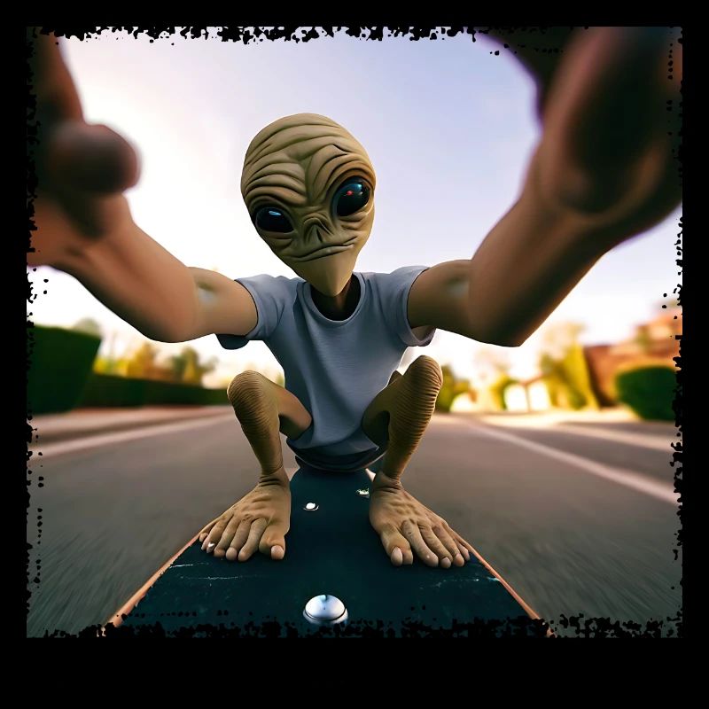 Alien Skateboard Selfie