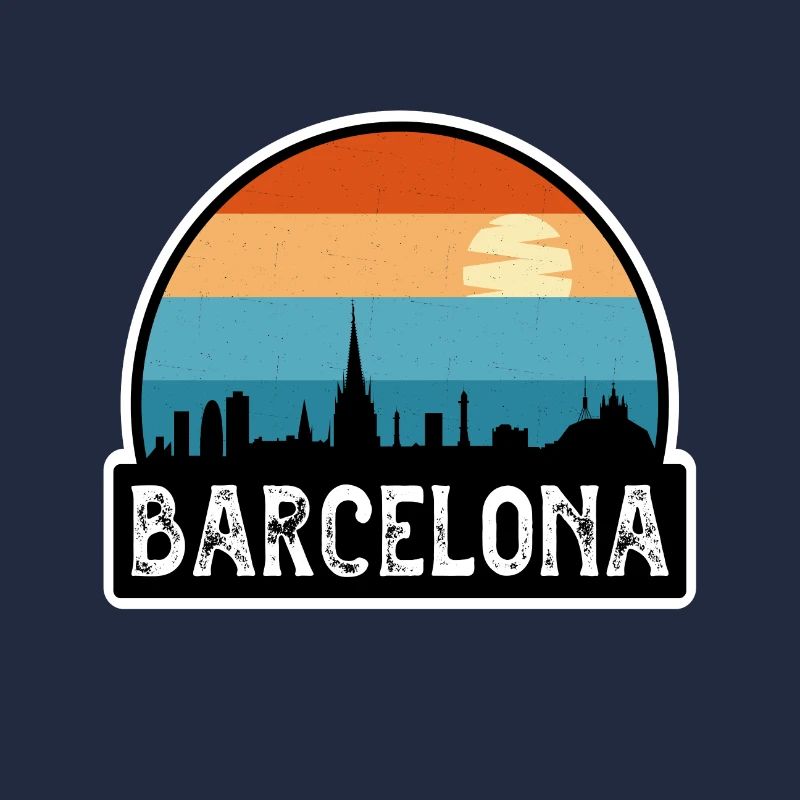 Barcelone Espagne Flag Skyline Souvenir de voyage