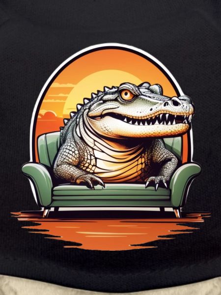 Alligator on sofa