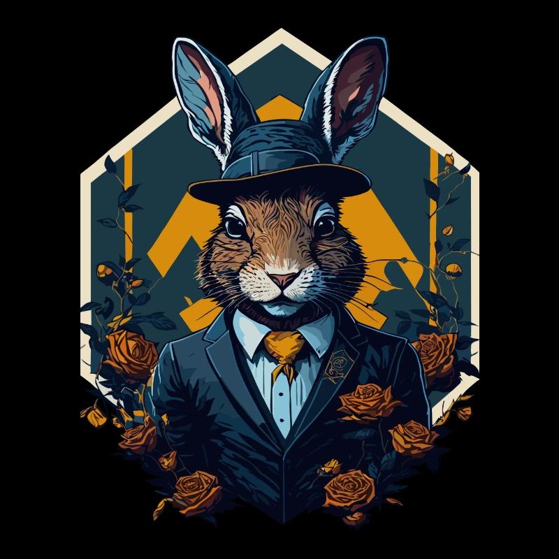 Lapin avec chapeau melon et costume