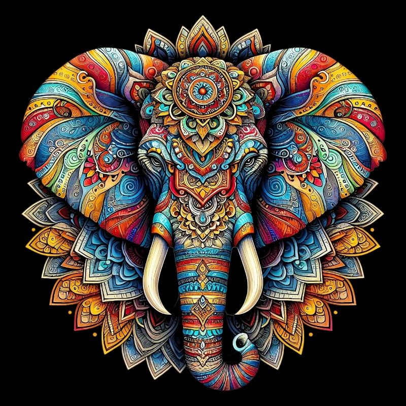 Éléphant décoré de Mandalas