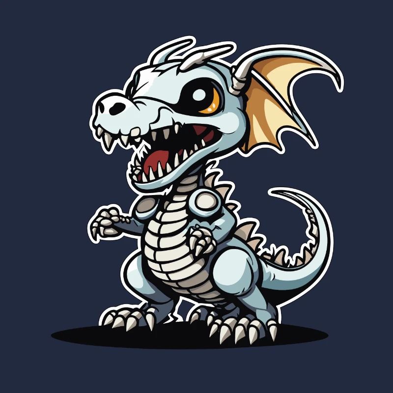Cute Dragon Skeleton Illustration