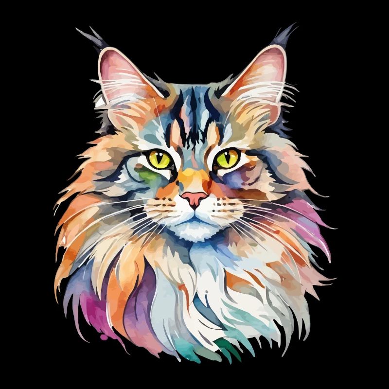 Maine Coon Wasserfarben