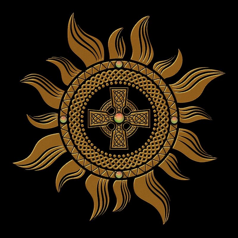 La croix celtique dorée.