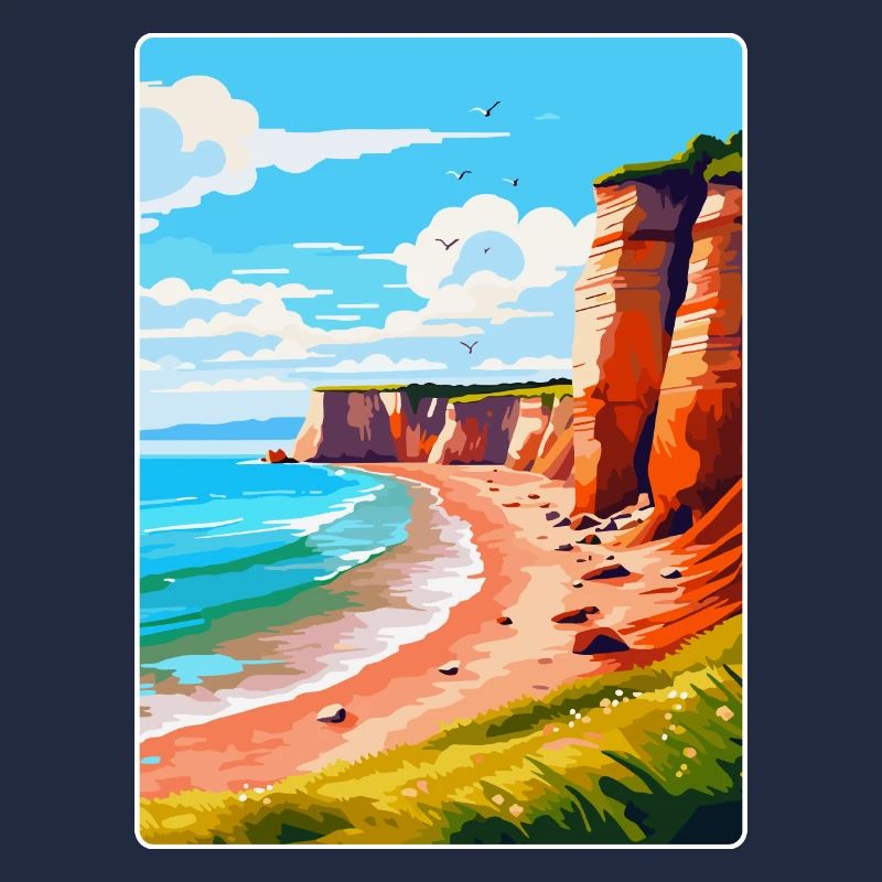 Affiche de voyage vintage Torquay Cliffs Angleterre Royaume-Uni