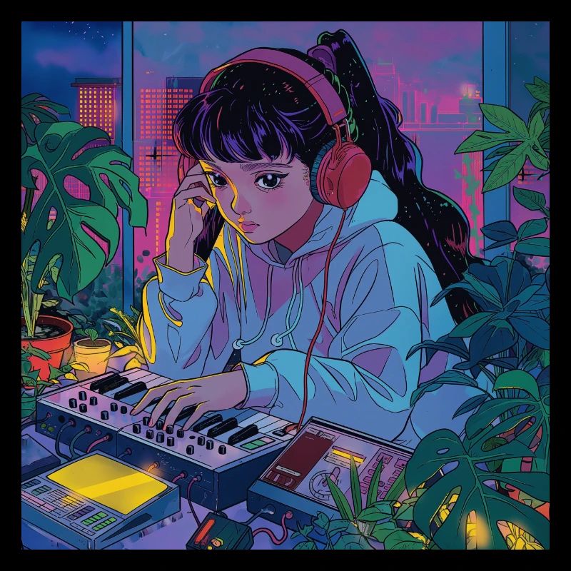 Plantes et musique - Impression de mode de haute qualité