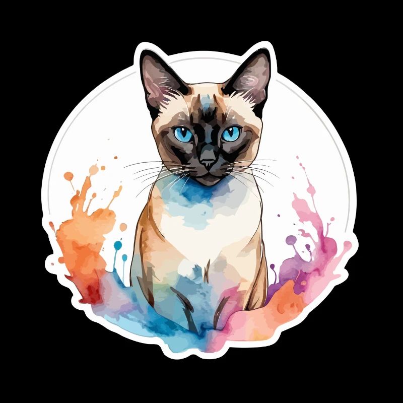 Siamkatze Wasserfarben