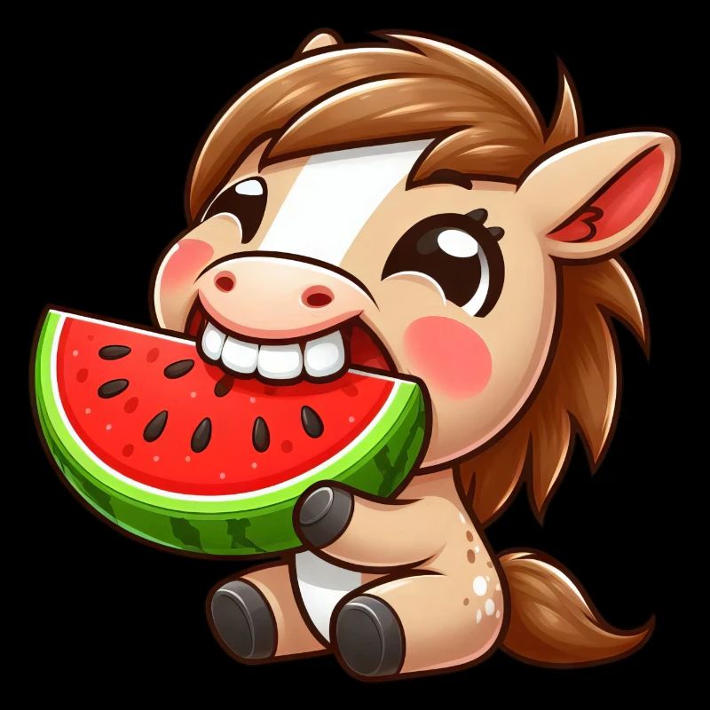 Cool Horse Summer Watermelon Comic Cartoon