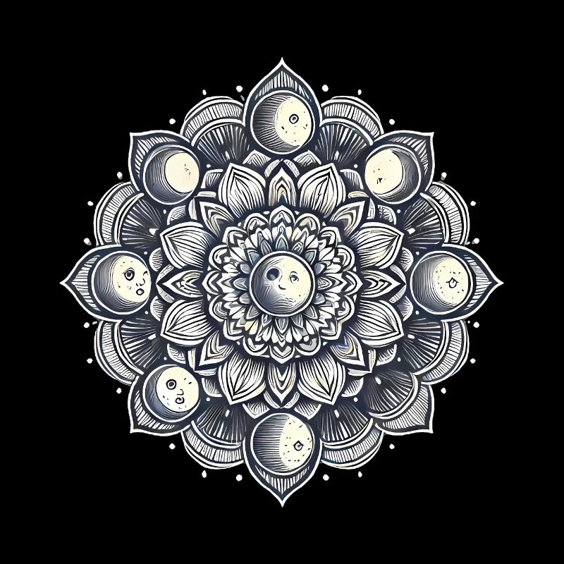 Celestial Moon Phase Mandala Tattoo