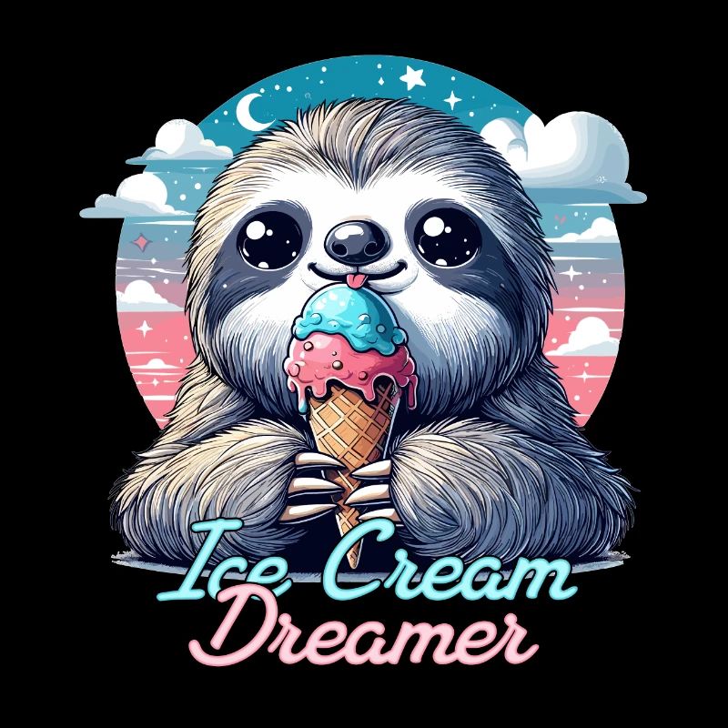 Eiscreme Träumer süßes Faultier mit Eis Geschenk