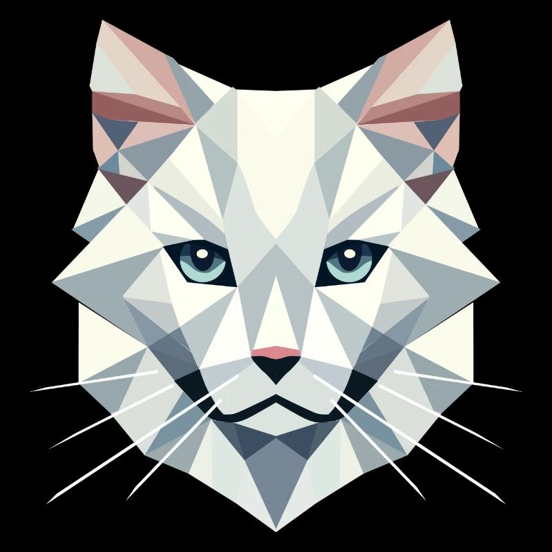 Élégance géométrique : Chat blanc à facettes