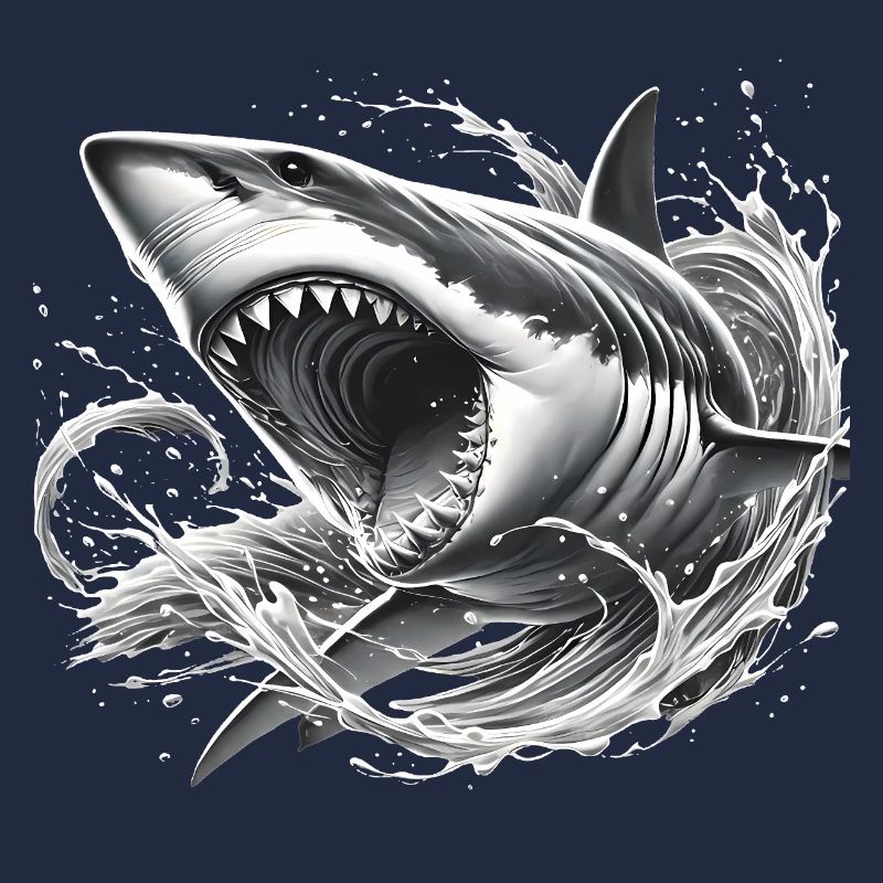 Illustration de requin féroce dans les vagues