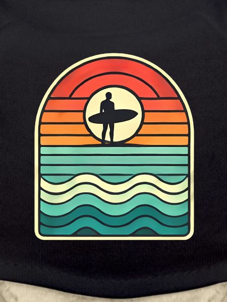 Retro Sunset Surfer Silhouette