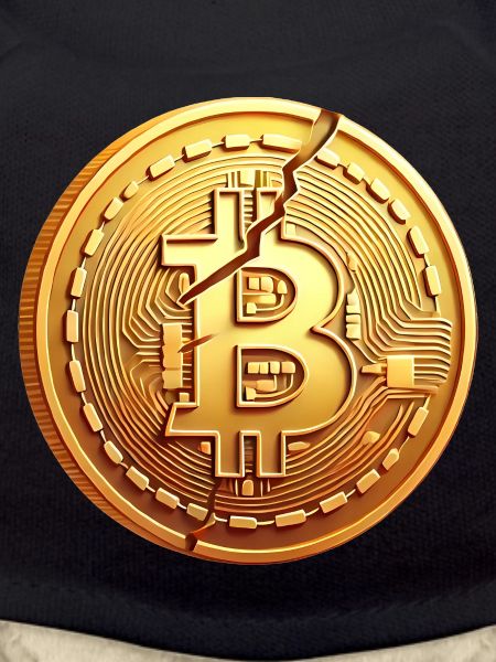 Cracked Bitcoin Coin Design