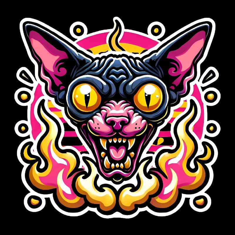 Fierce Sphynx Cat Valentine Flames