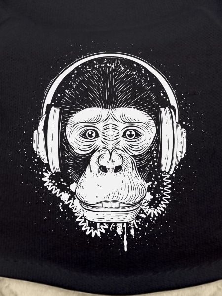 Chimpanzee with headphones