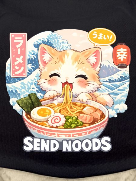 Motif Retro Wave Ramen Nouilles Chat