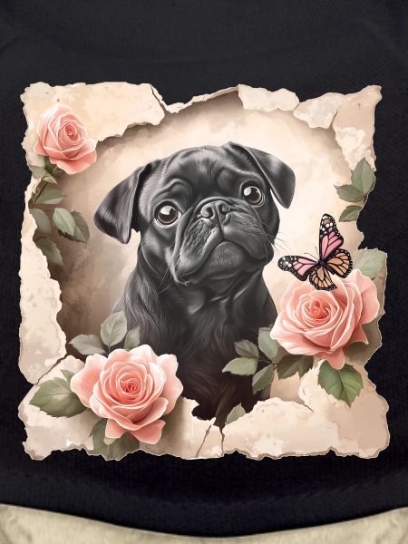 Pug with butterfly