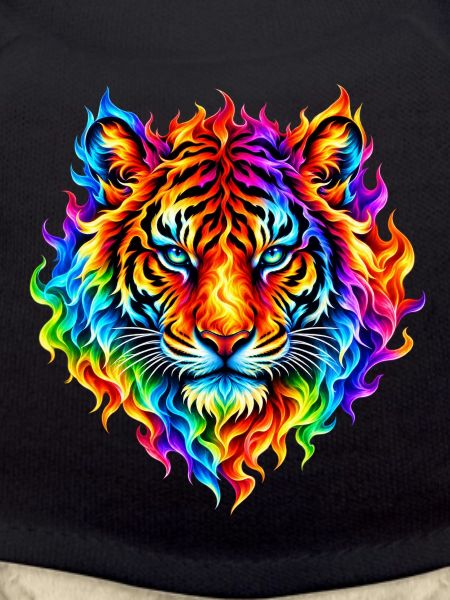 Regenbogentiger in Flammen