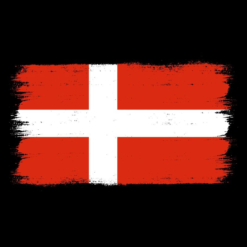 Danemark Drapeau Coups de pinceau Copenhague Look used