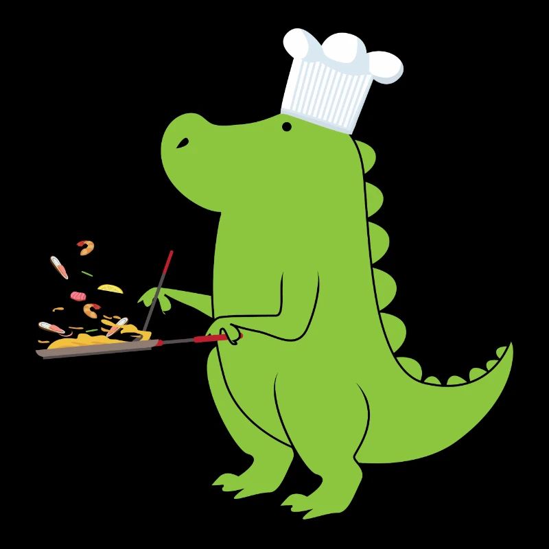Dino T-Rex chef cuisinier au travail