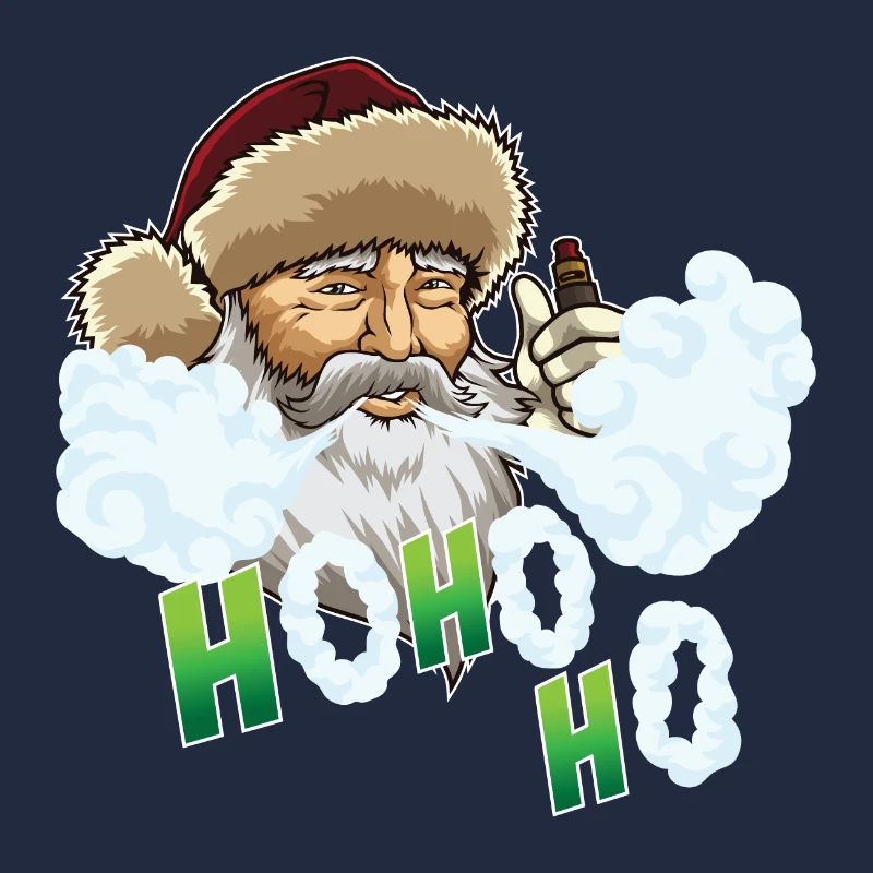 Vaping Santa Claus Blows Clouds Under Xmas Tree